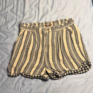 Pilcro Blue and Cream Striped High-Waist Shorts, sz 31”